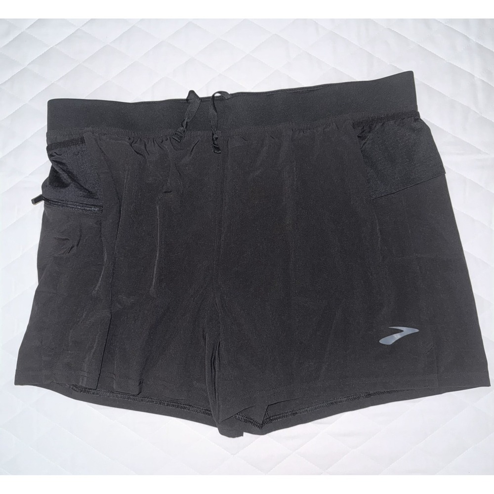 Brooks Sherpa Men Black XL 5" 2-in-1 Shorts w/ Pocket NWT